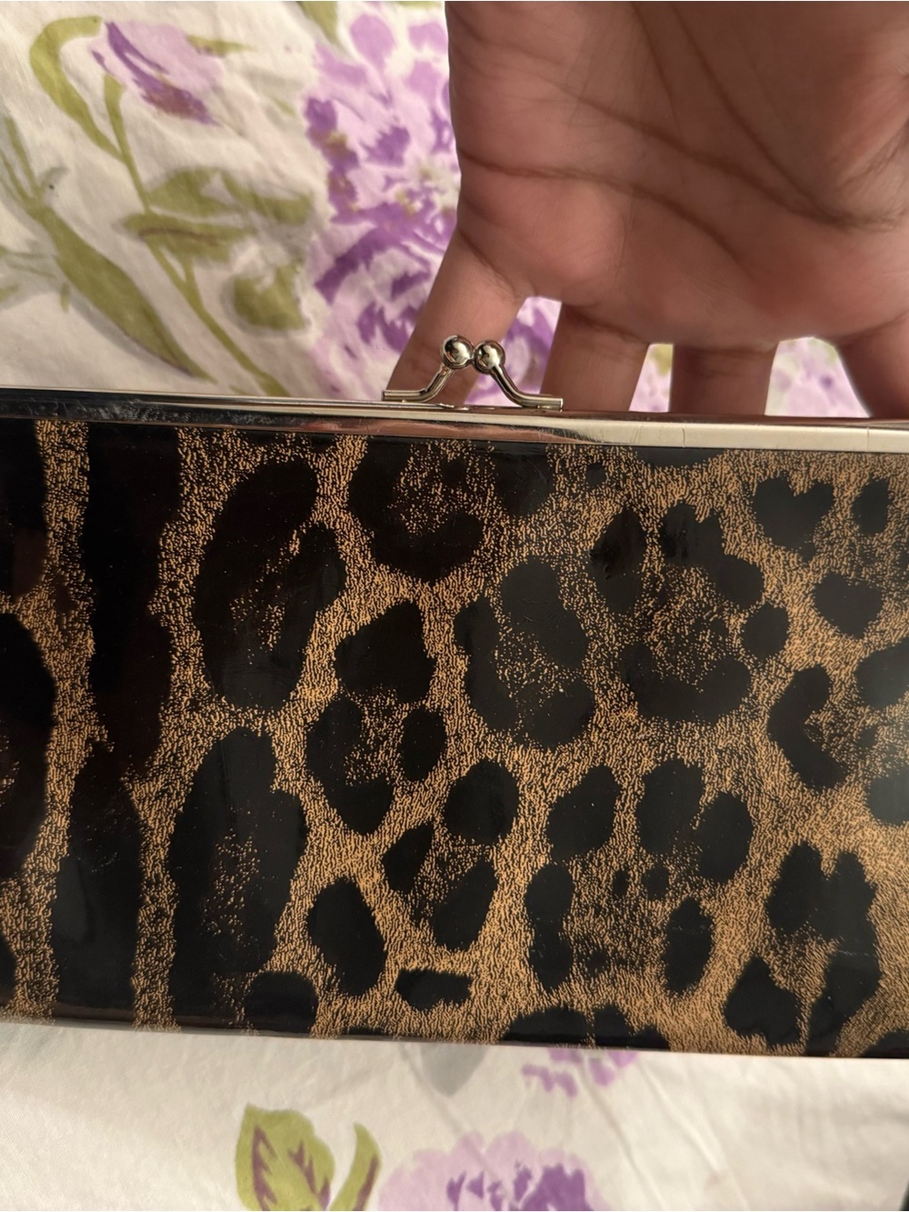 Leopard Print Clutch Wallet - Black and Brown
